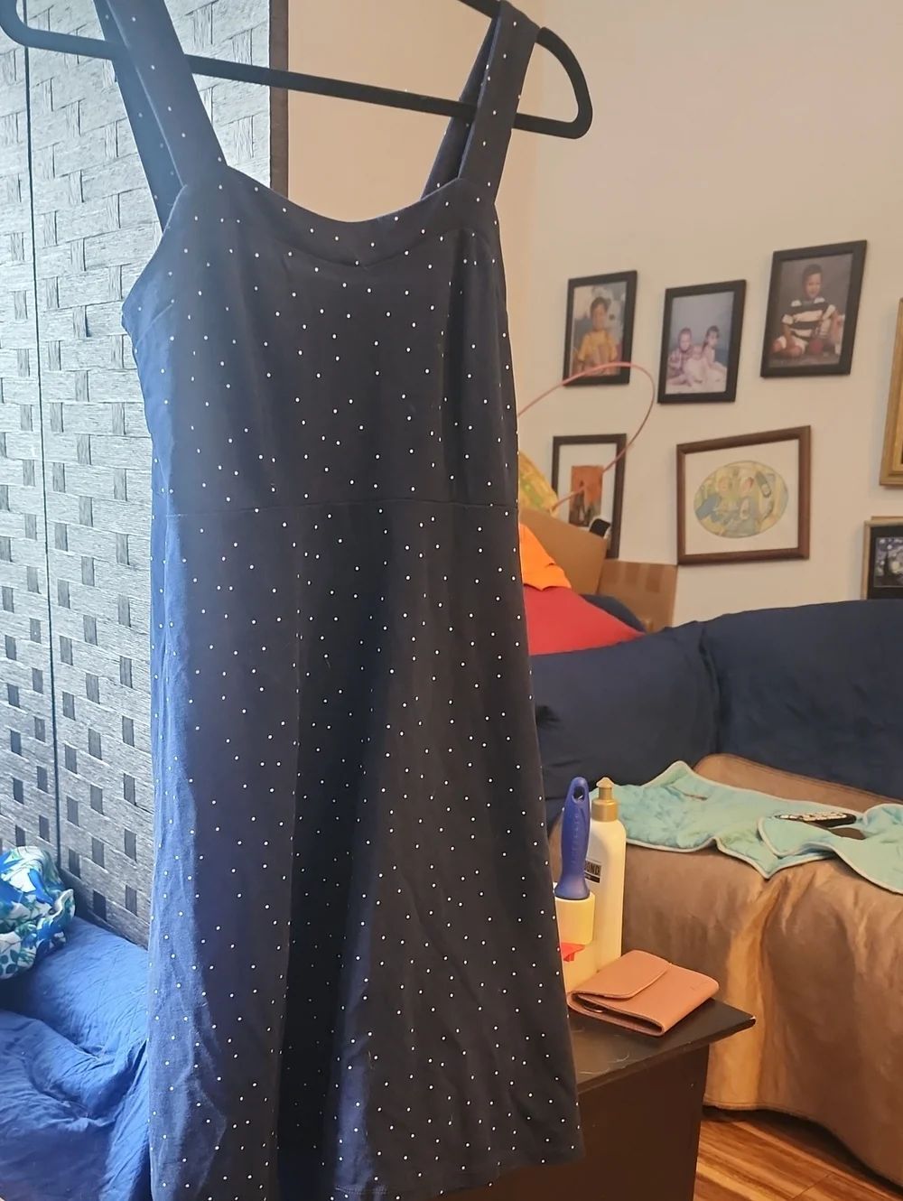 Women’s Navy Blue Polka Dot A-Line Dress